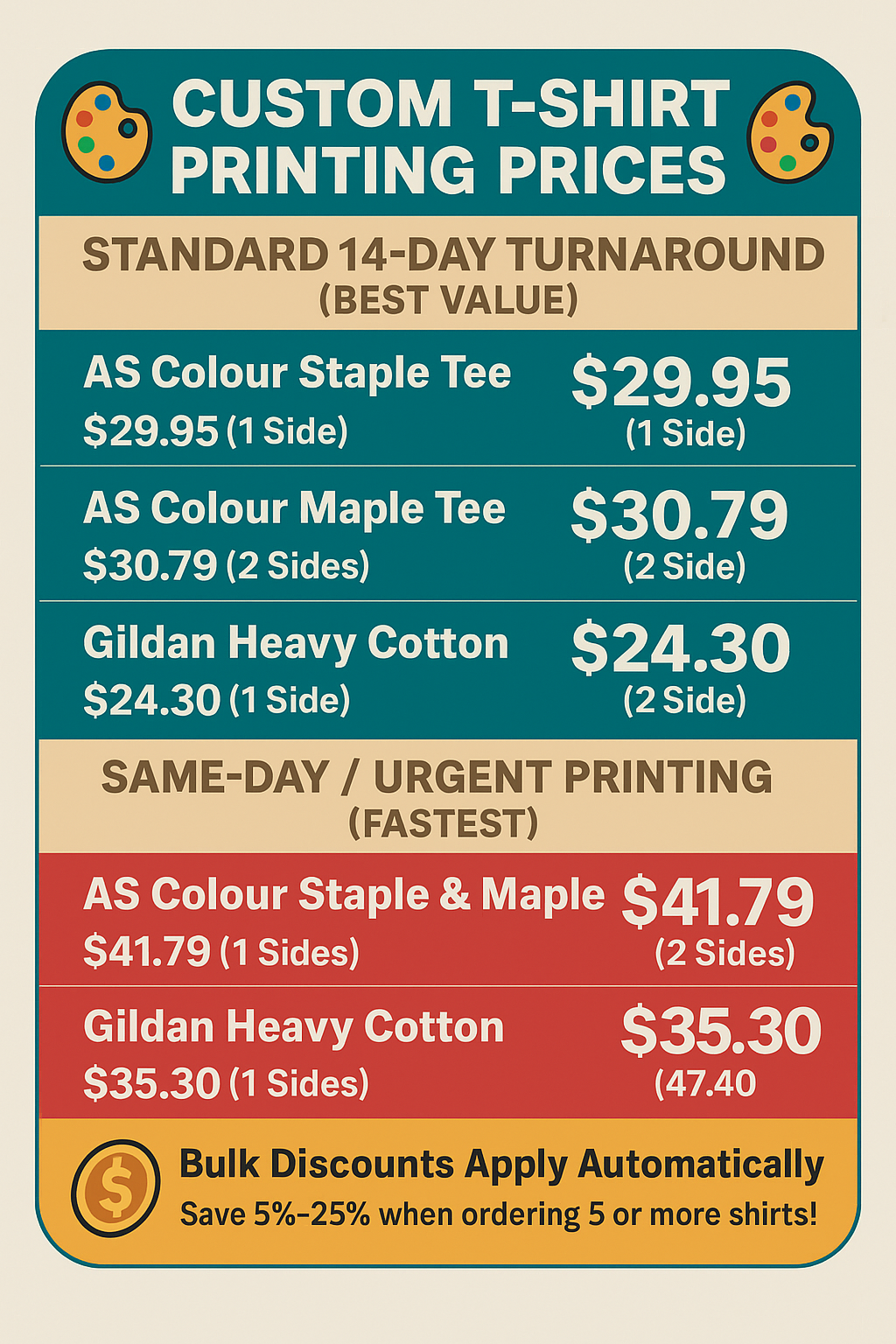 Where to find T shirt printing pricing