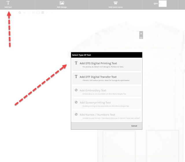 How to add text to a text in the online tool