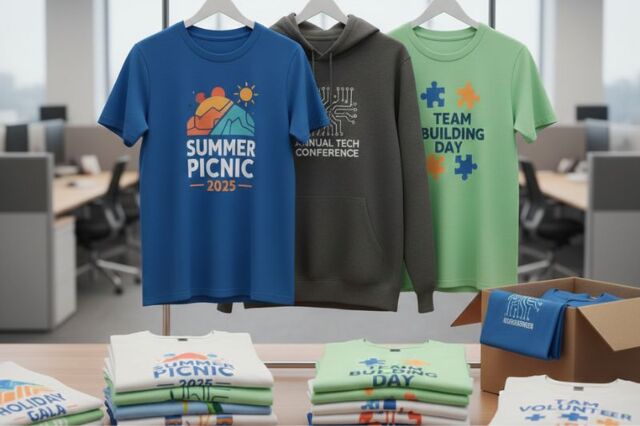 Custom DTG printed T-shirts for small events and personal orders