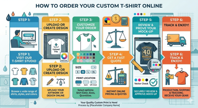 Online t-shirt ordering steps