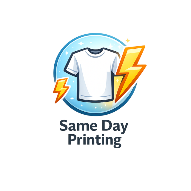T shirt with lightning bolts icon representing same day custom t shirt printing service in Brisbane