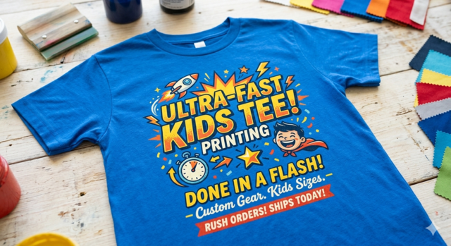 Custom kids birthday T-shirt with colourful flashy design