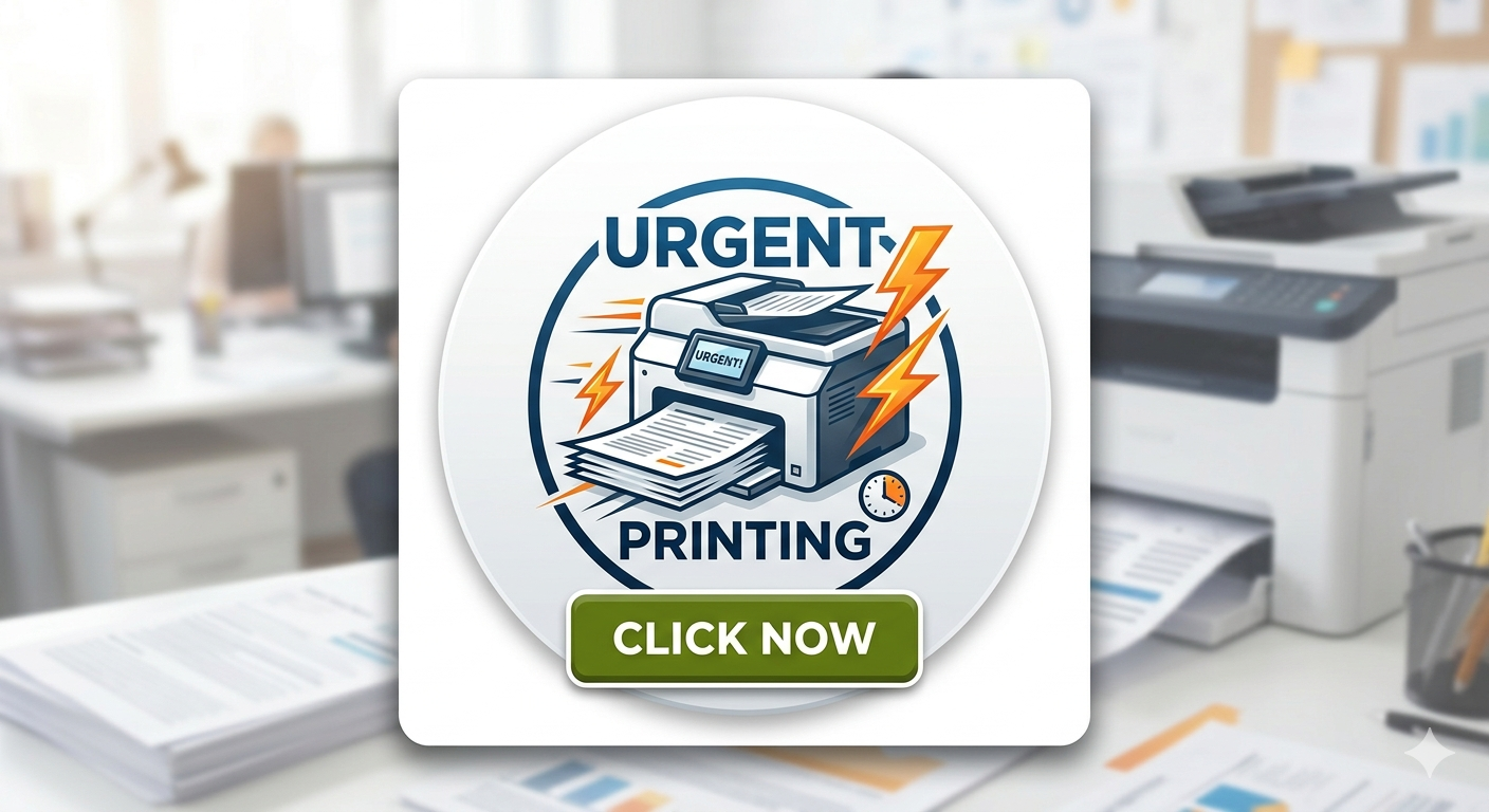 Button representing same day custom t shirt printing service for urgent orders