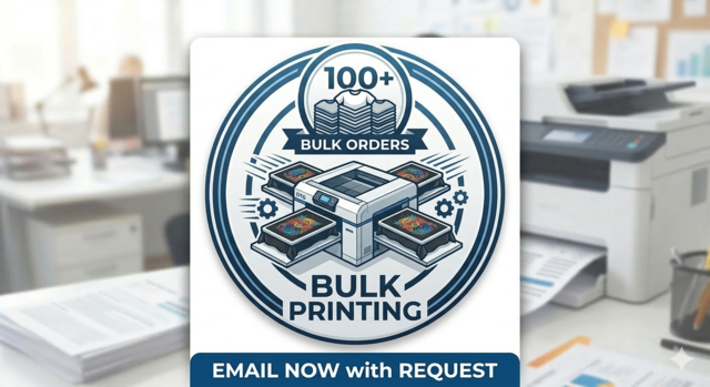 Stack of t shirts with percentage symbol representing bulk discounts on custom t shirt printing orders