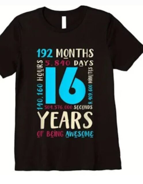 16th Birthday Black T shirt printed