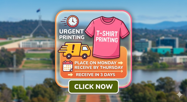 Urgent T-shirt printing in Canberra with 3-day express delivery