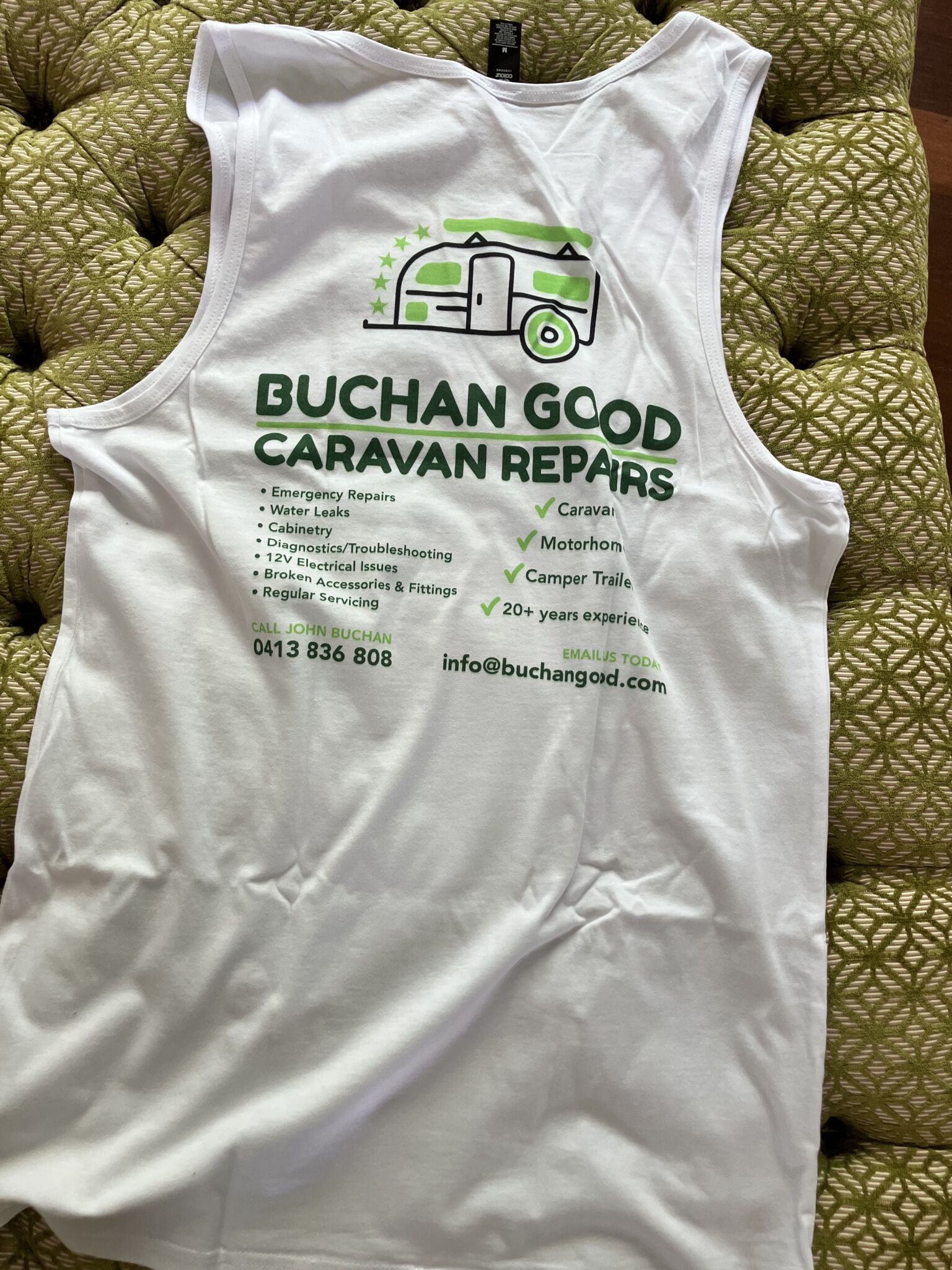 White AS Colour Barnard tank event shirt with two colour back print and white screen printing detail