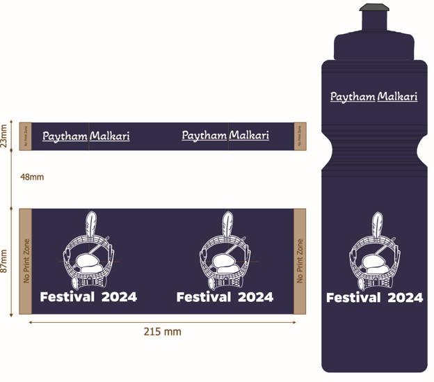 Black Triathlon water bottles digitally printed with wrap around prints