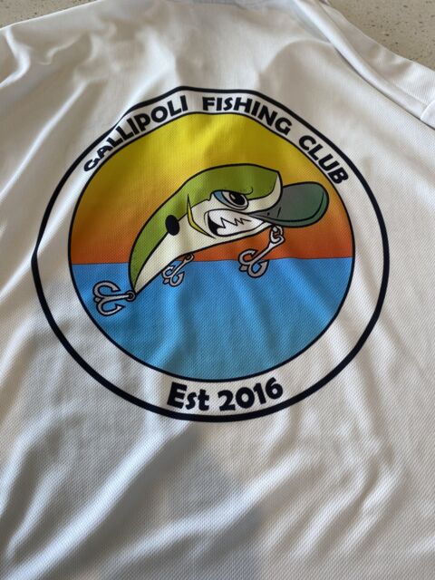 Close up of the back of the fish shirt given by client as an example to copy