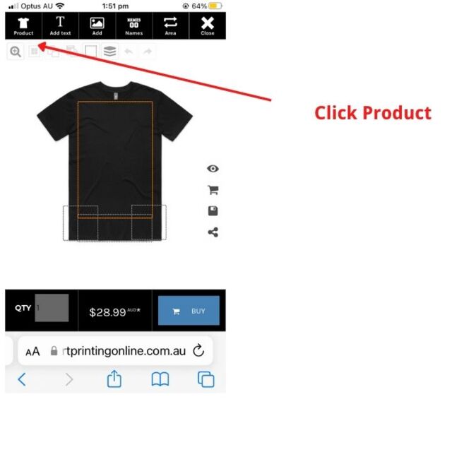 click the product tab