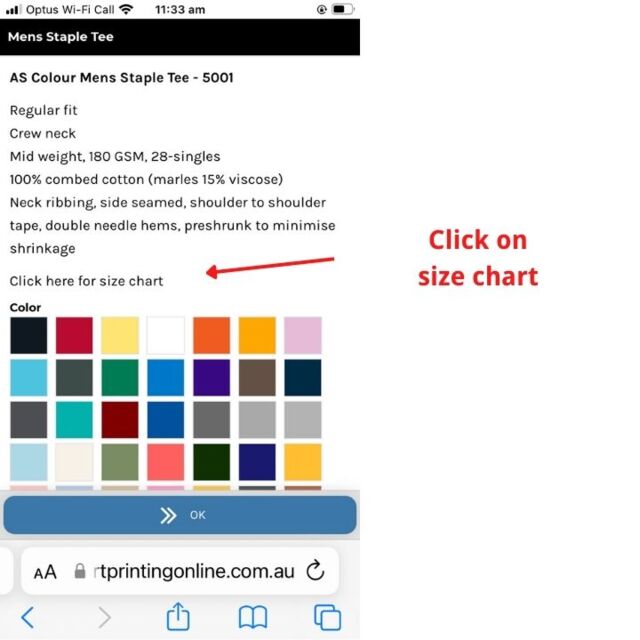 sizing charts for shirts