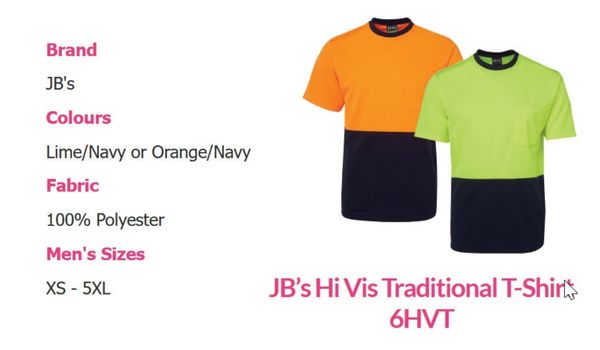 Traditional Hi Vis T shirts JB