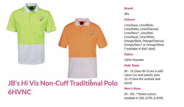 non cuff traditional polo JB hi vis 6HVNC